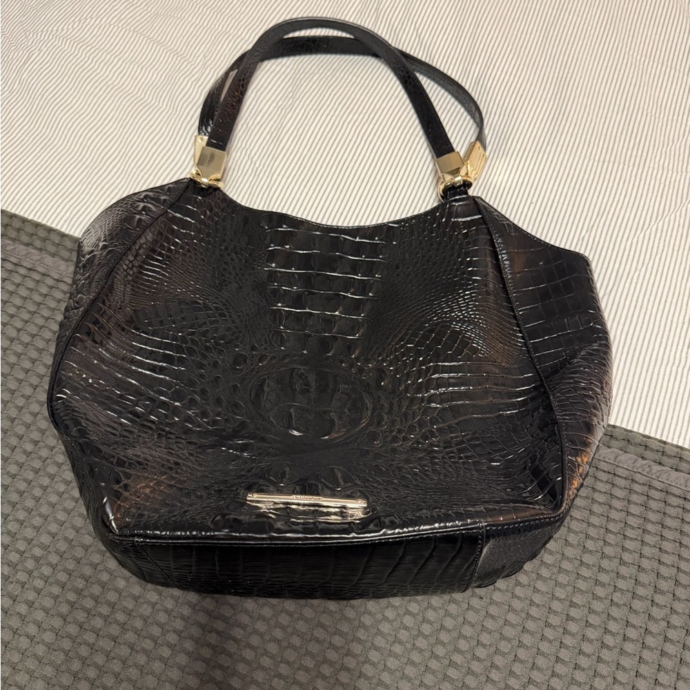 Brahmin Melbourne Mariana Tote - Elegant Black Crocodile-Embossed Women's Bag